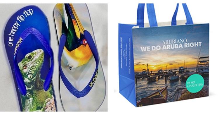 Aruba Wedding Favors | Arubiano Grocery Bags with Arubiano Flipfops | Aruba Destination Weddings